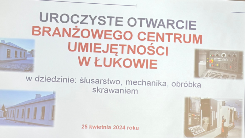 otwarcie BCU w Łukowie - slajd początkowy z prezentacji