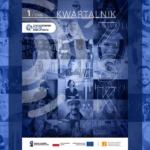 Grafika cyfrowa stanowiąca okładkę wydania 1/2026 „Kwartalnik ZSK”. Tło okładki to gęsta mozaika monochromatycznych zdjęć portretowych przedstawiających osoby w różnym wieku i różnych profesjach (m.in. kucharz, pracownik biurowy, rzemieślnik, naukowiec). Całość utrzymana jest w chłodnej, niebieskiej tonacji. W centralnej części nałożono duży, pionowy napis „ZSK” wykonany cienkim, białym konturem. W lewym górnym rogu znajduje się biały moduł z logo Zintegrowanego Systemu Kwalifikacji oraz oznaczeniem numeru i roku: „1 / 2026”. Obok, wzdłuż górnej krawędzi, widnieje napis „KWARTALNIK”. Na dole strony umieszczono biały pasek z logo Funduszy Europejskich dla Rozwoju Społecznego, flagą Rzeczypospolitej Polskiej i flagą Unii Europejskiej z dopiskiem o dofinansowaniu oraz logotyp Instytutu Badań Edukacyjnych - Państwowego Instytutu Badawczego. Tło banneru stanowi powiększona ta sama mozaika, co użyta na okładce.
